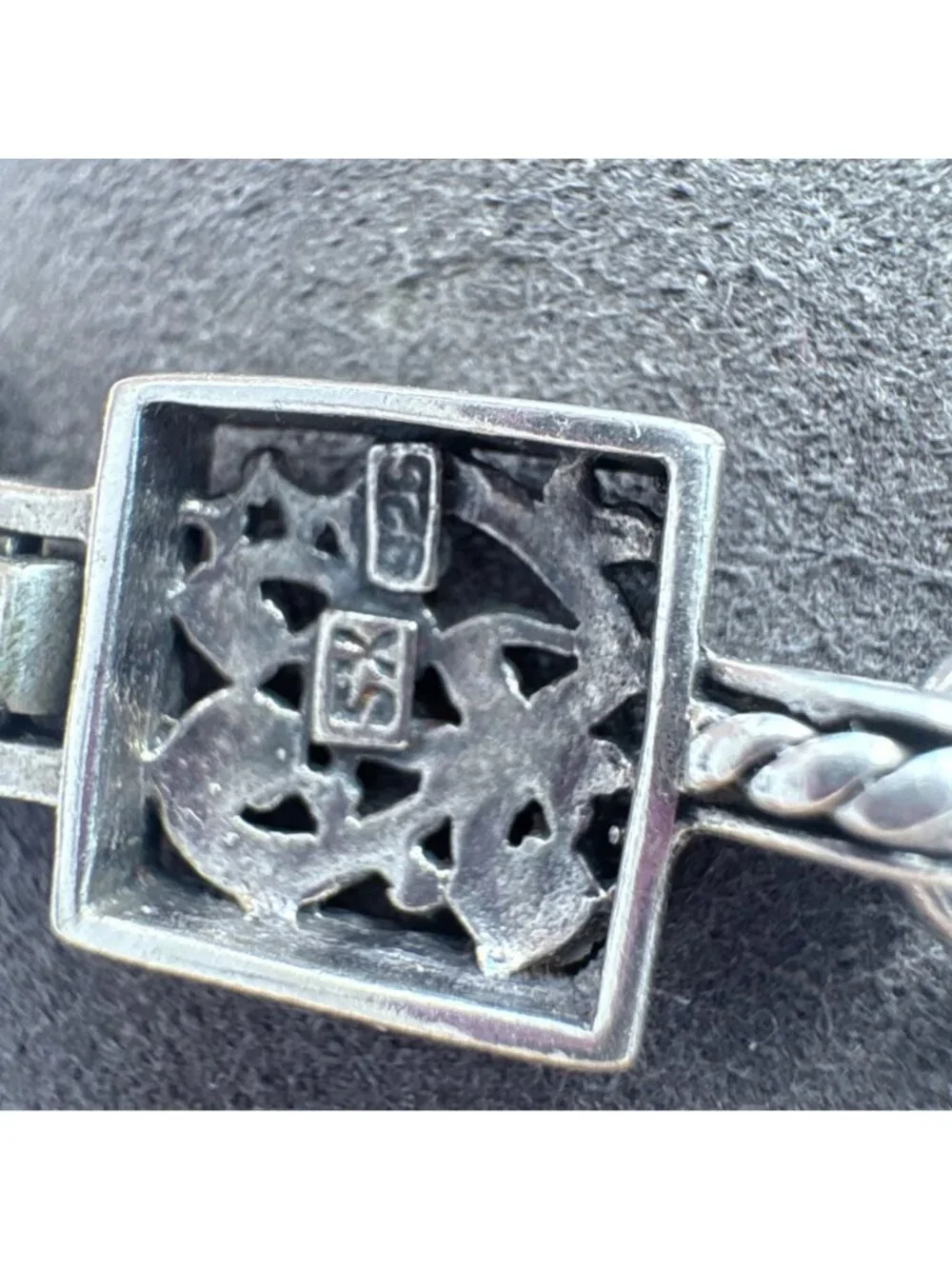 Scroll Design Link Bracelet Toggle Clasp Sterling Silver 925 Size 7.5
